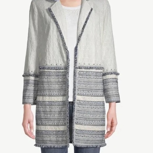 Chico’s Eyelet Topper With Embellished Trim - Picture 4 of 9